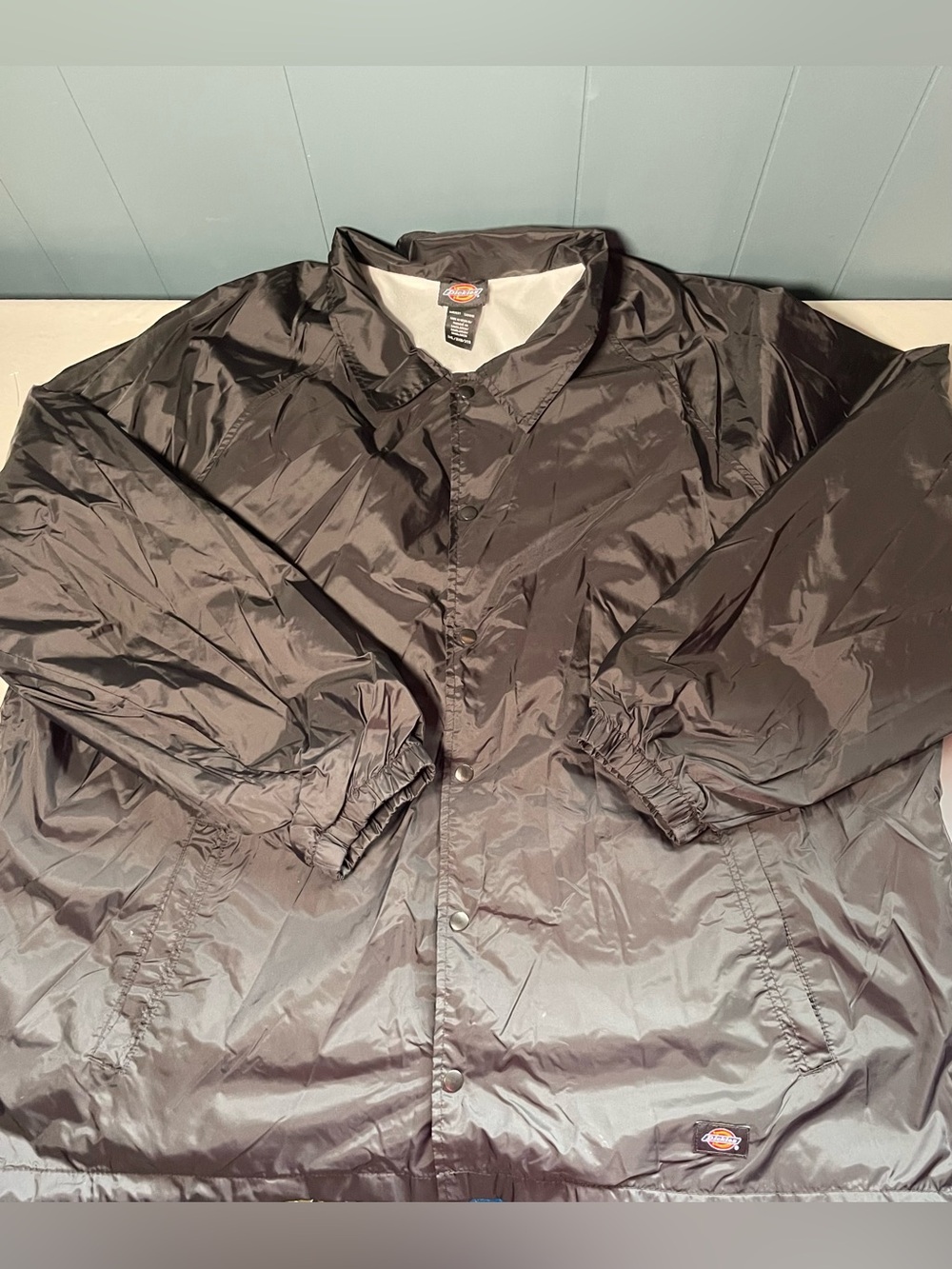 Dickies Mens Jacket Black 3X Large Nylon Lined Windbreaker Snap Front